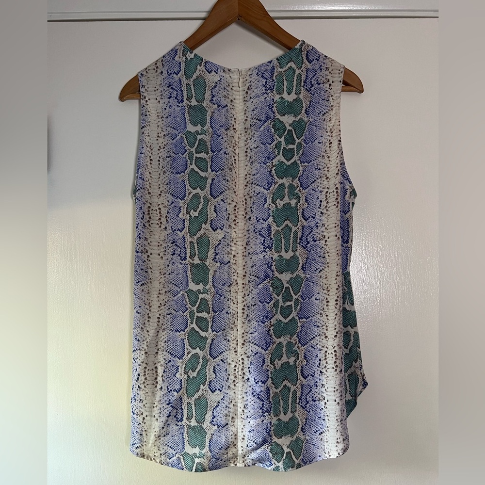 Equipment Femme 100% Silk Blouse Snakeskin Animal Print Green Blue Tan Ivory Med - Picture 7 of 10